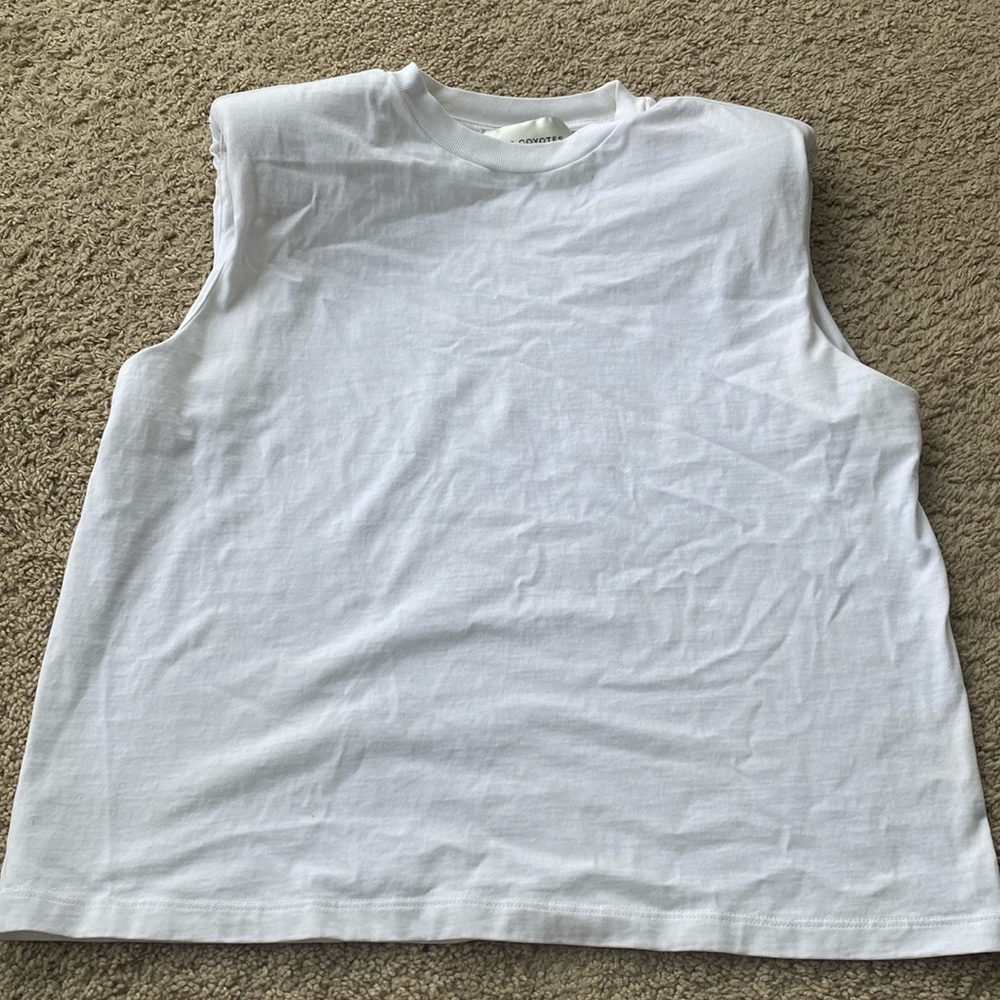white Les Coyotes de Paris (now Rohan) strong shoulder t-shirt